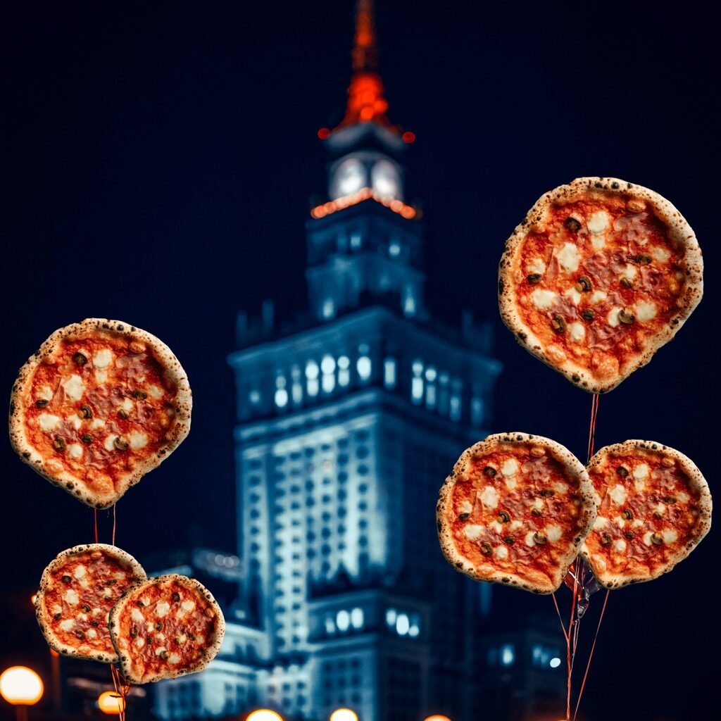 Дворец культуры и науки в Варшаве, пицца на ленточках